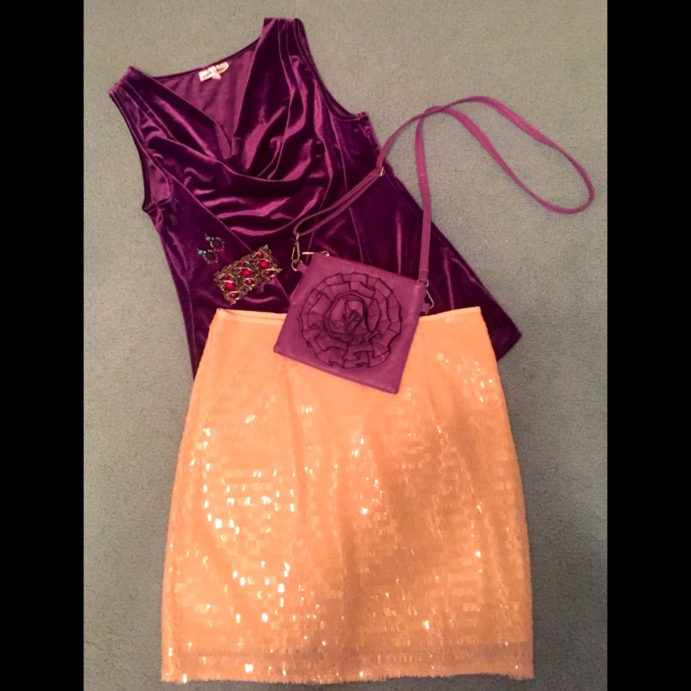 🥀Annabella Ivory Sequined Skirt